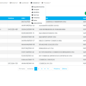 Exemplo de tela de listagem de informações