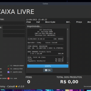 Impressão de cupom - Sistema de caixa
